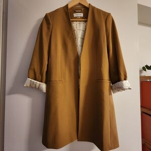 Calvin Klein Long Roll-Tab Sleeve Open Front Jacket EUC